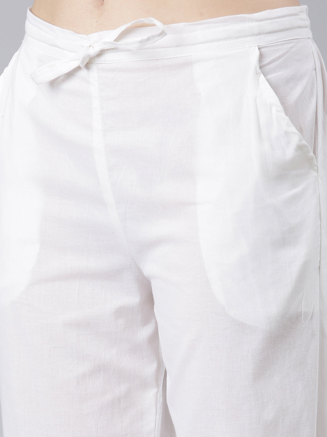 Neerus Yellow cotton printed kurta set with trouser and dupatta - detail view 2