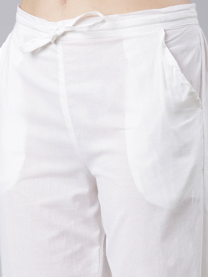Neerus Yellow cotton printed kurta set with trouser and dupatta - detail view 2