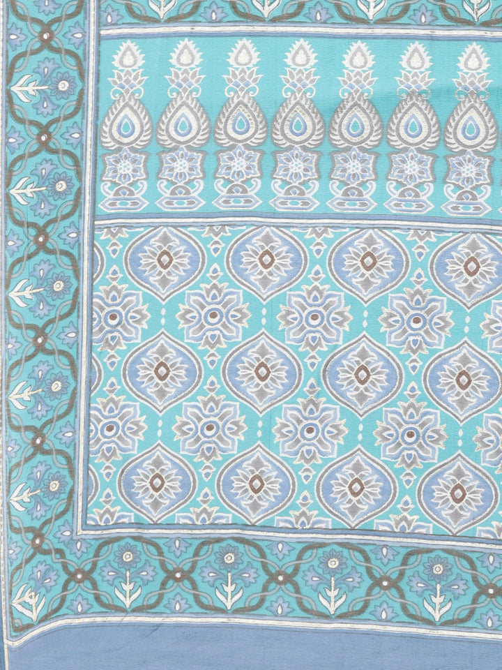 Neerus Green rayon printed suit set - detail view 4