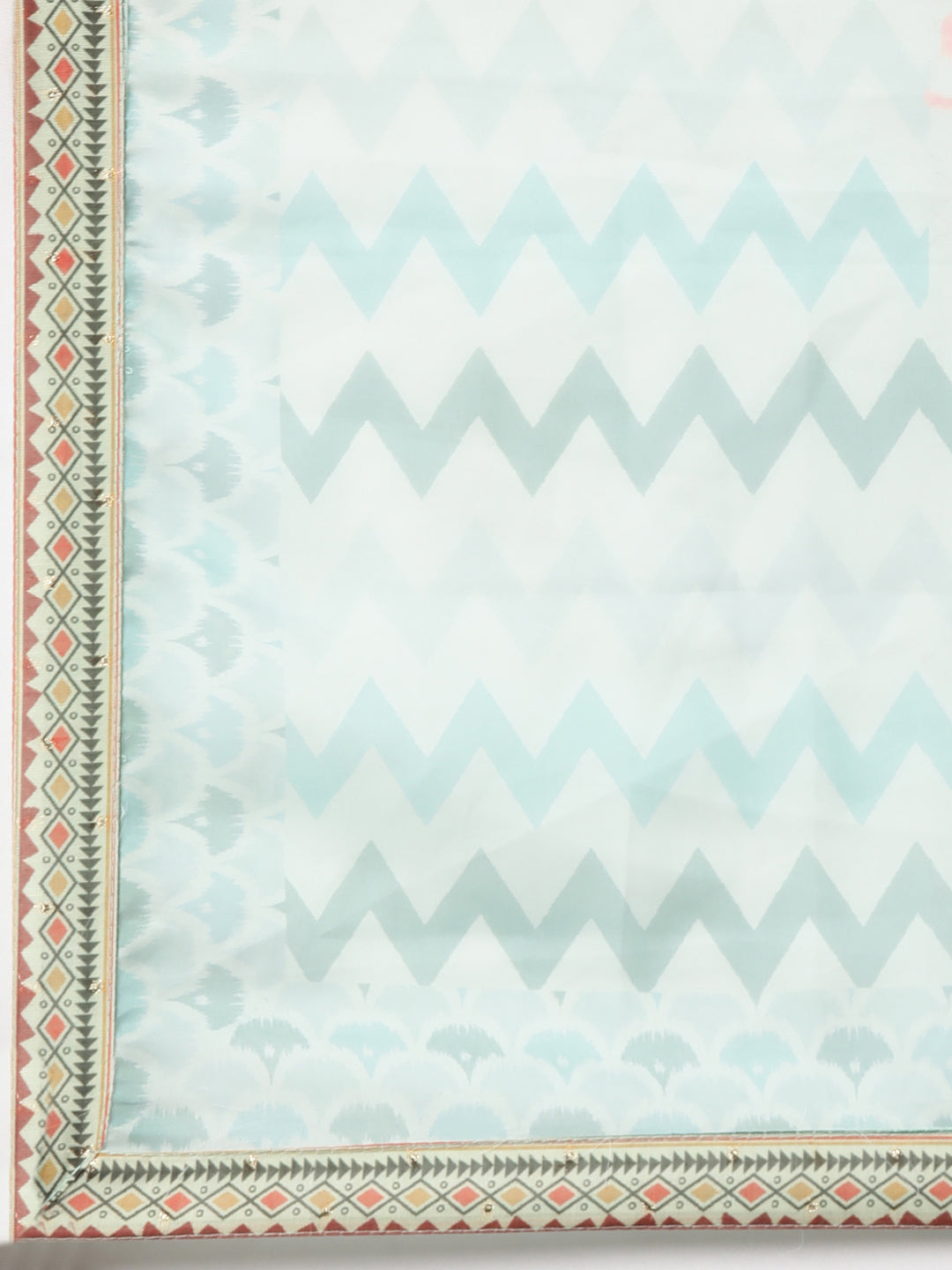 Neerus Green organza printed suit set - detail view 4