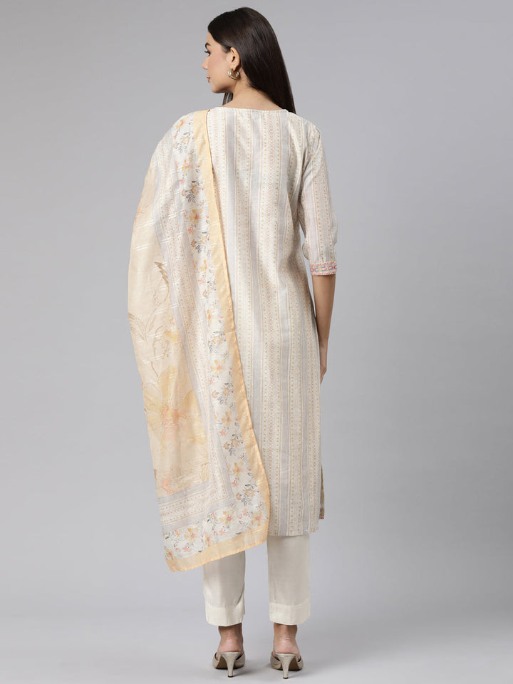 Neerus Yellow printed floral suit set - side view