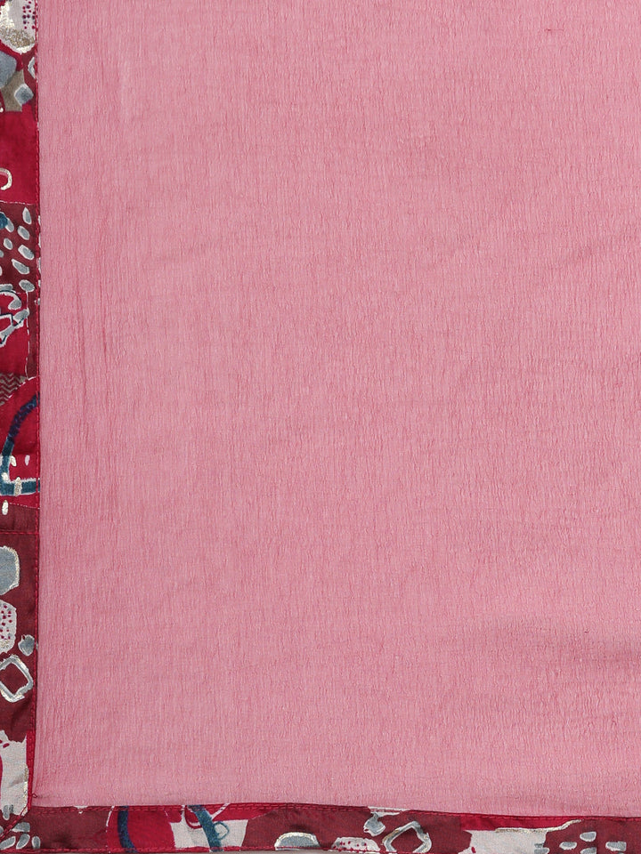 Neerus Pink floral printed angrakha suit set - detail view 4