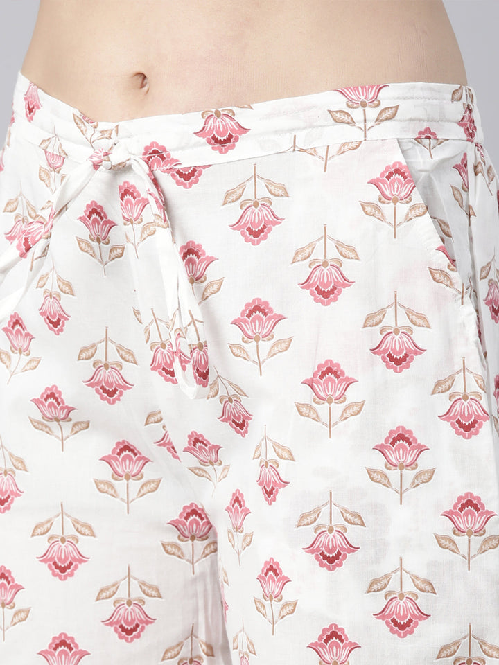 Neerus Pink cotton printed suit set - detail view 3