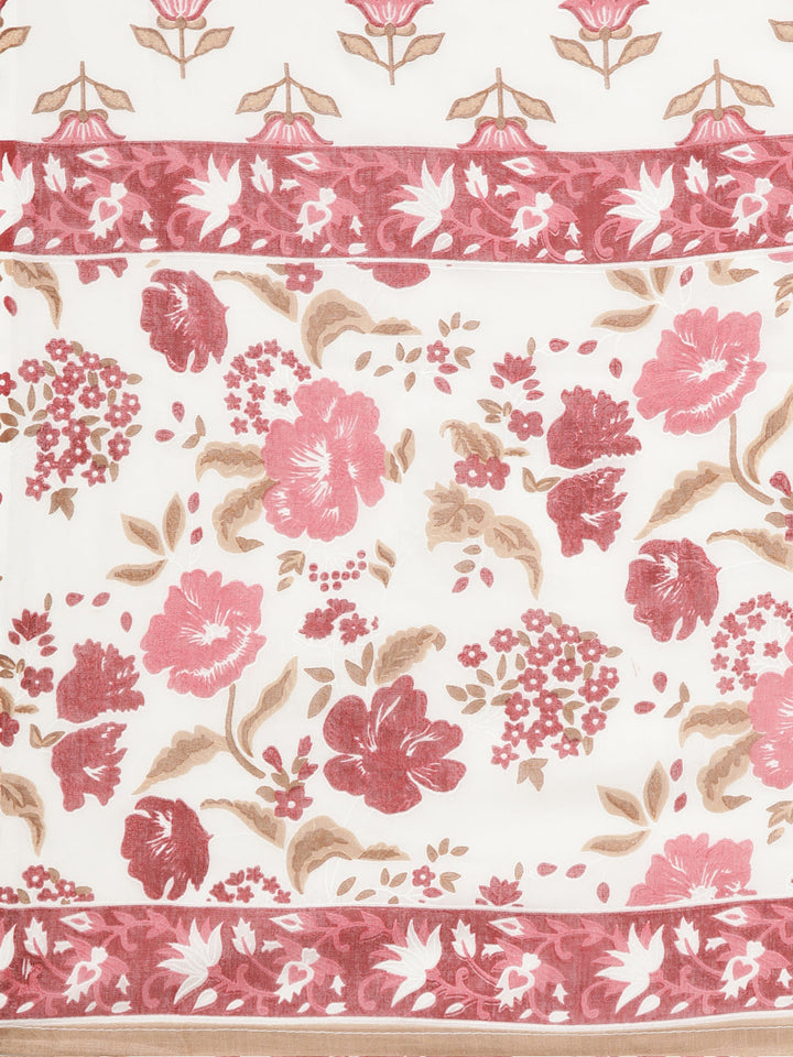 Neerus Pink printed floral straight suit set - detail view 3