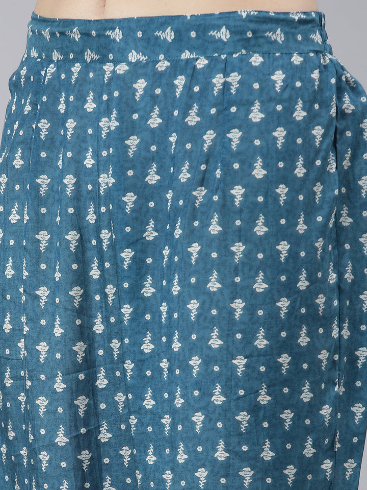 Neerus Green muslin printed kurta set - detail view 3