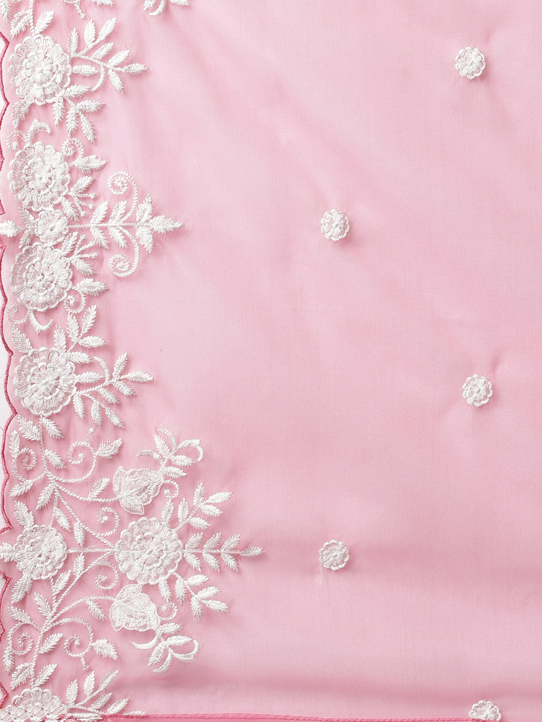 Neerus Pink straight suit set panelled yoke kurta with dupatta - detail view 5