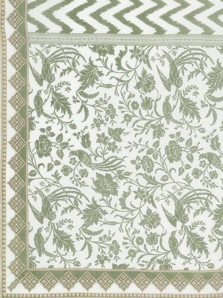 Neerus Green Regular Straight Printed Kurta and Trousers With Dupatta