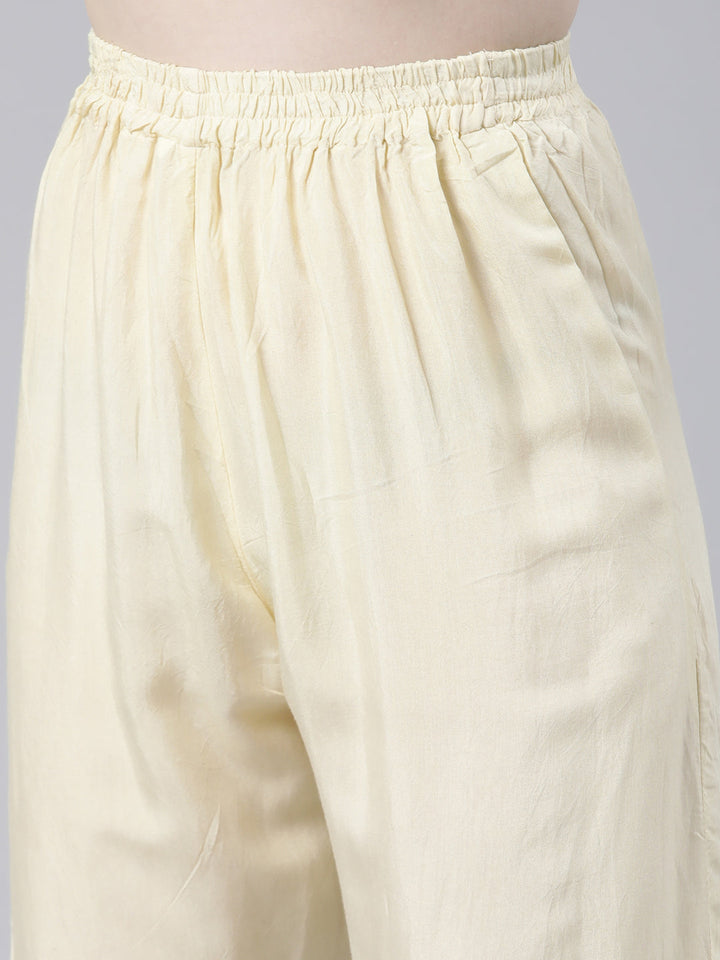 Neerus Beige Viscose Rayon Printed Kurta Set - detail view 3