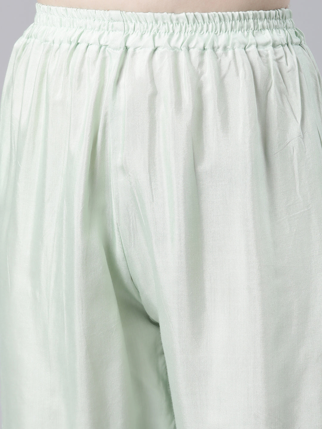 Neerus Green printed kurta set with trousers and dupatta - detail view 3