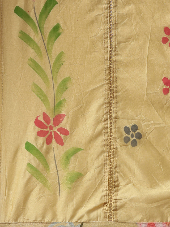 Neerus Yellow printed straight kurta set with dupatta - detail view 4