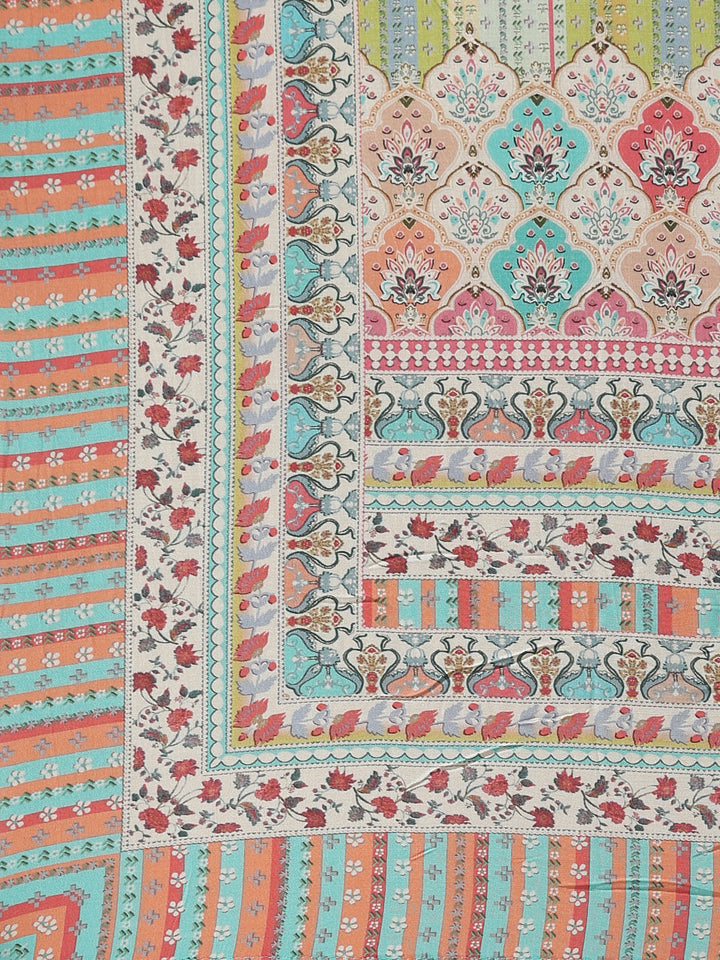 Neerus Green printed chevron kurta set with trouser and dupatta - detail view 4