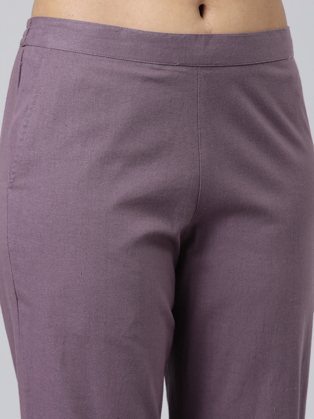 Neerus Purple printed straight kurta set with trousers - detail view 2