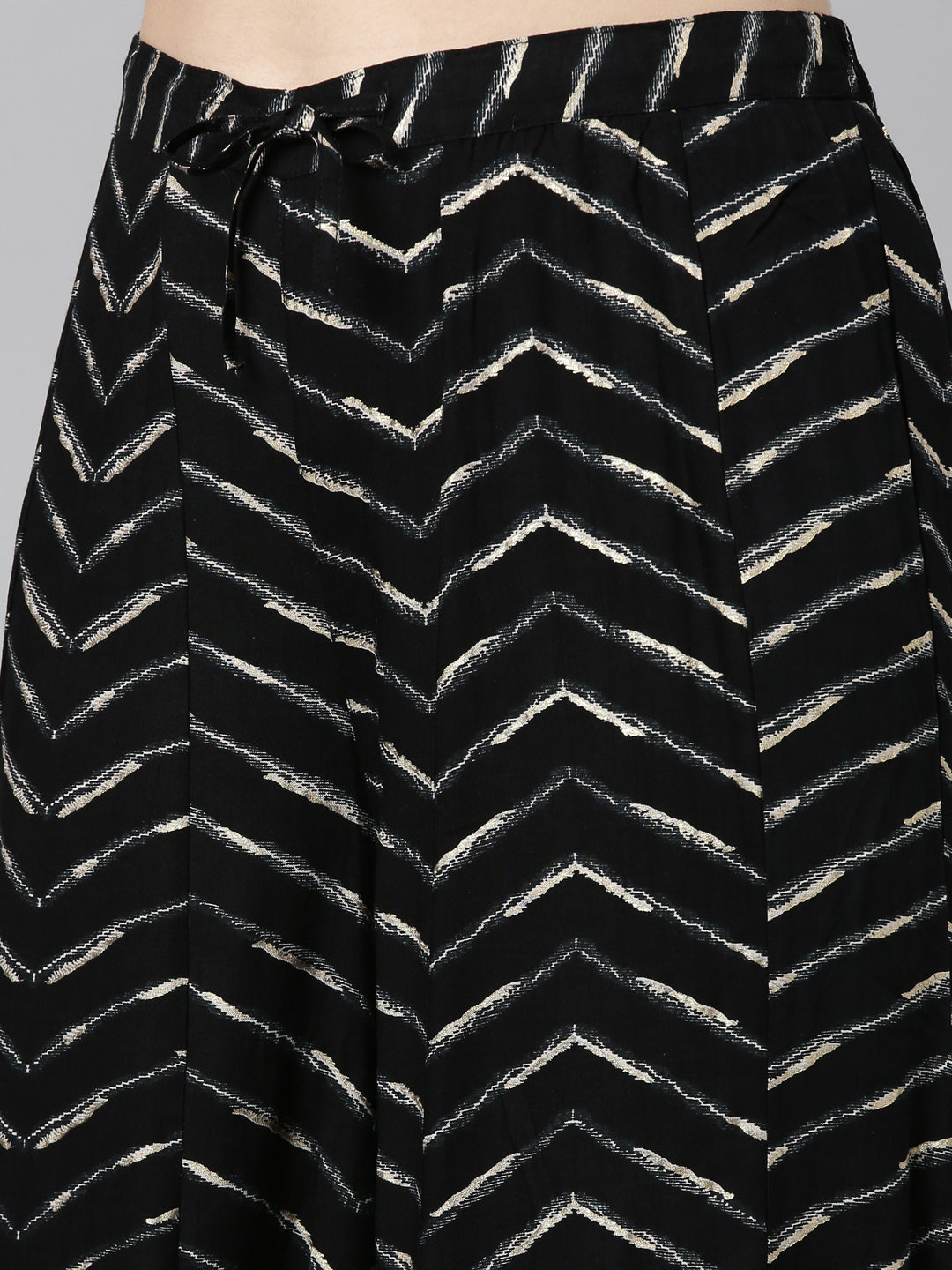Neerus Black printed straight sharara set with dupatta - detail view 3
