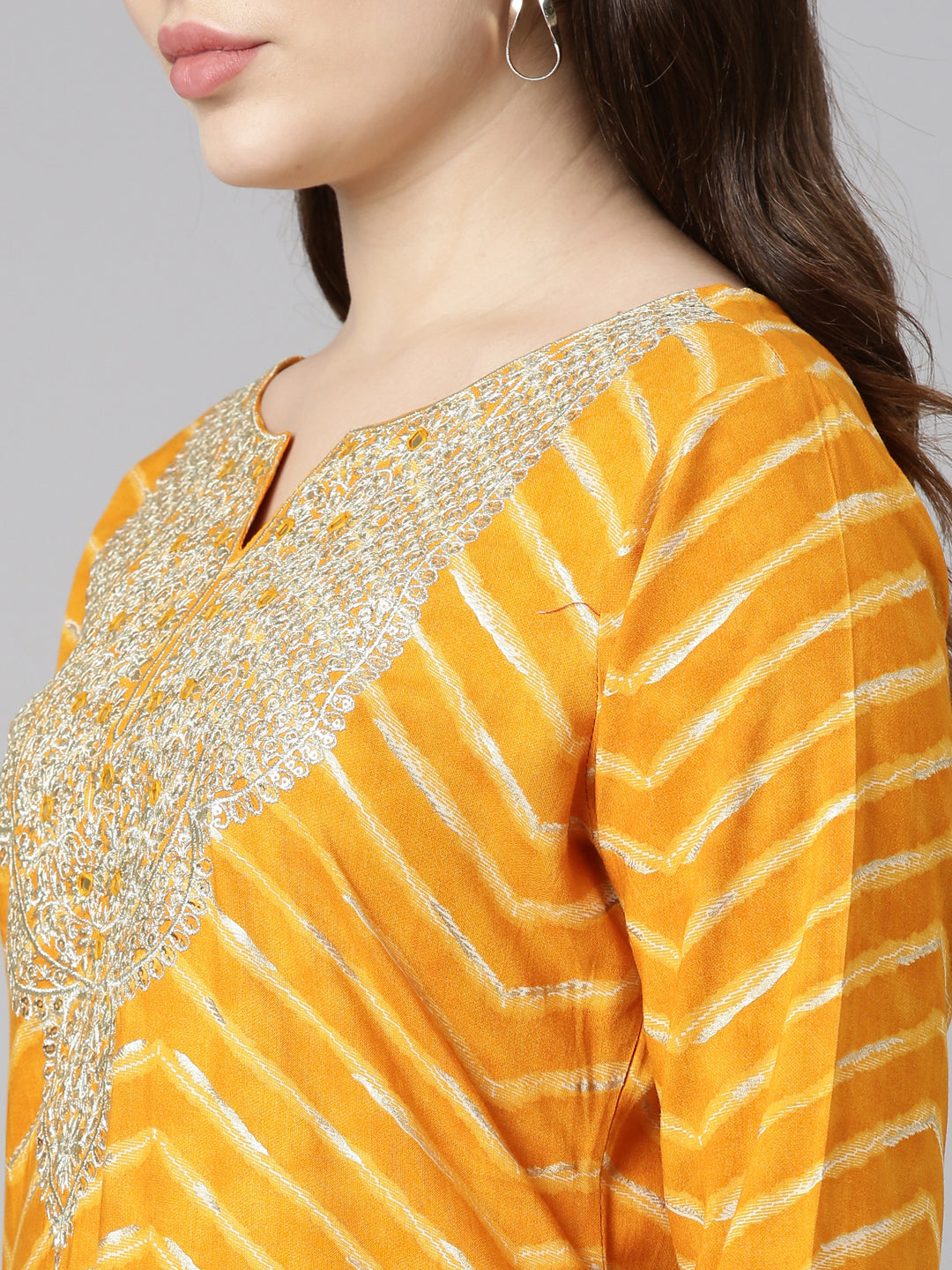 Neerus Yellow Georgette Printed Sharara Set - side view