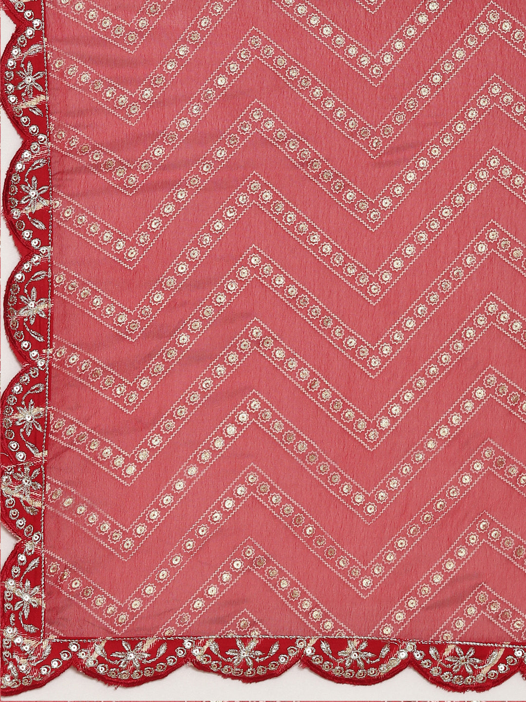 Neerus Red printed sharara set with dupatta - detail view 4