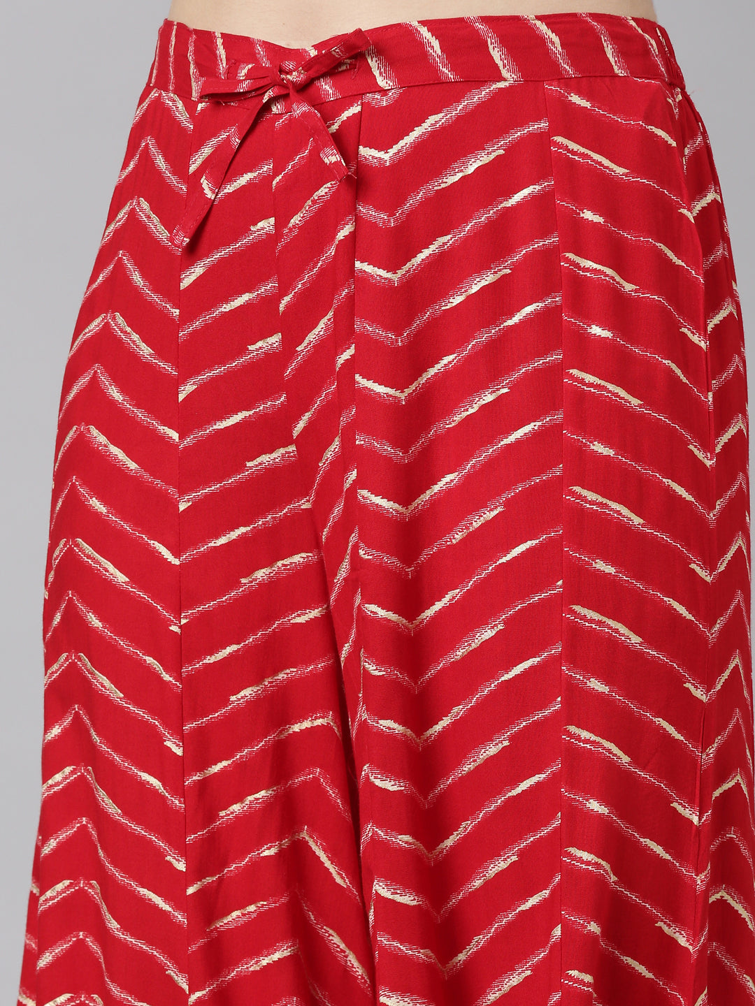 Neerus Red printed sharara set with dupatta - detail view 3