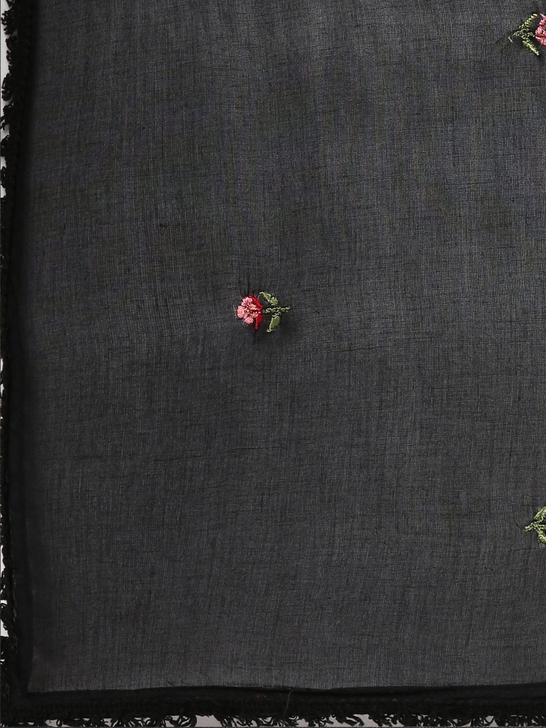 Neerus Black embroidered straight kurta set - detail view 4