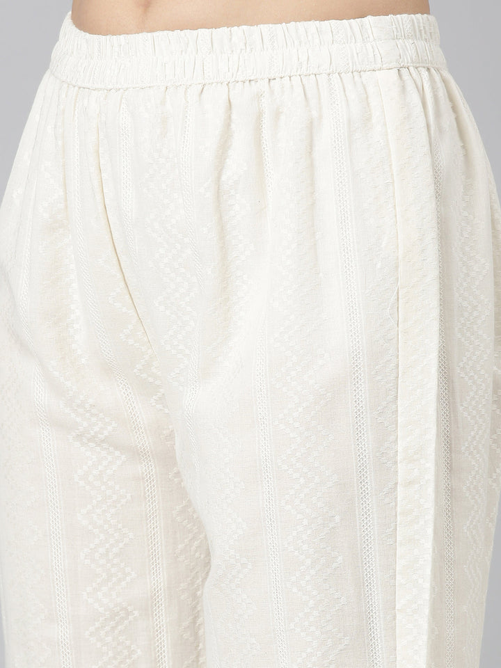Neerus Beige embroidered straight kurta set - detail view 3