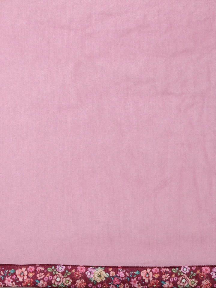 Neerus Pink printed floral straight suit set - detail view 3