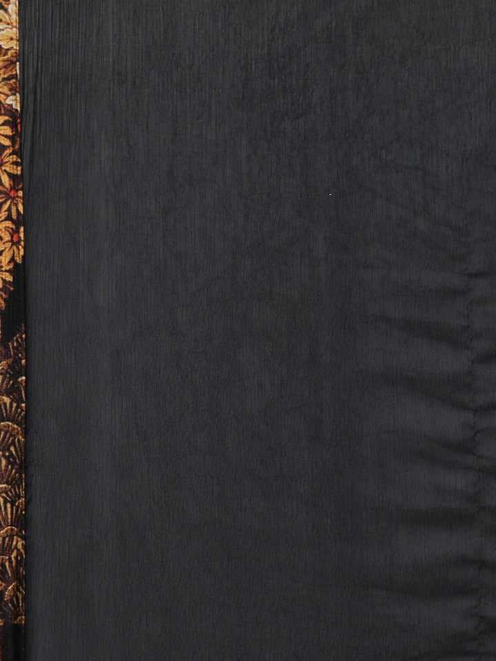 Neerus Gold printed floral flared dress - detail view 3