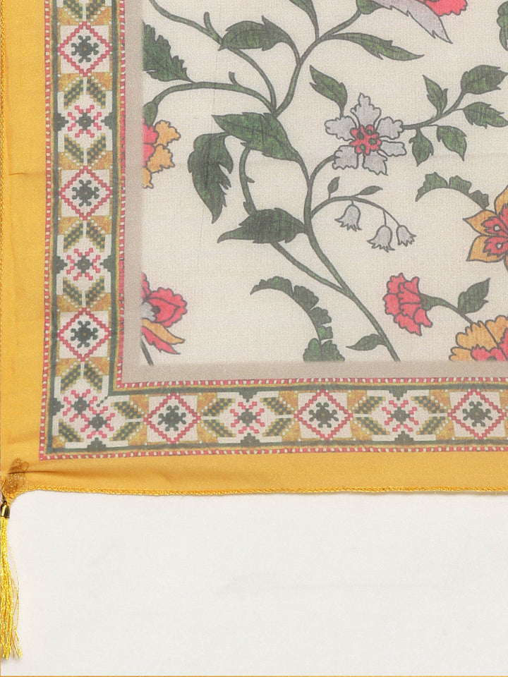 Neerus Yellow straight solid kurta set with trouser and dupatta - detail view 4