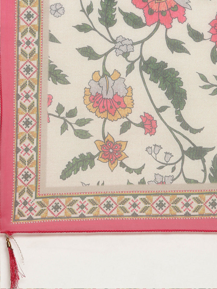 Neerus Pink solid straight kurta set with trouser and dupatta - detail view 4