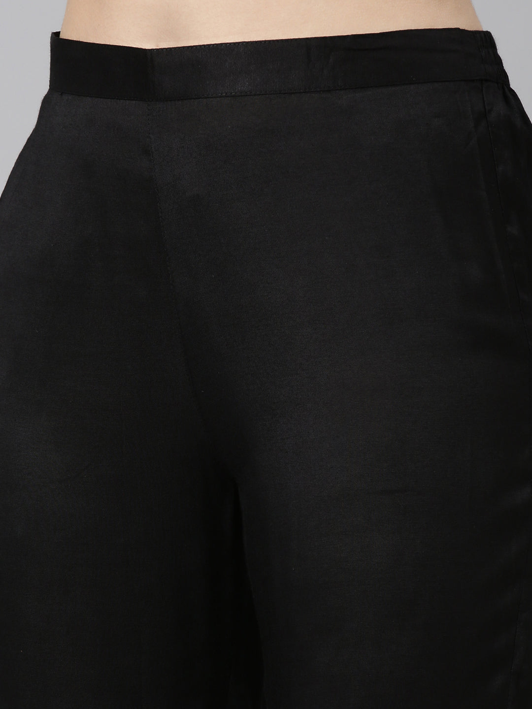 Neerus Black printed straight kurta set with trouser and dupatta - detail view 3