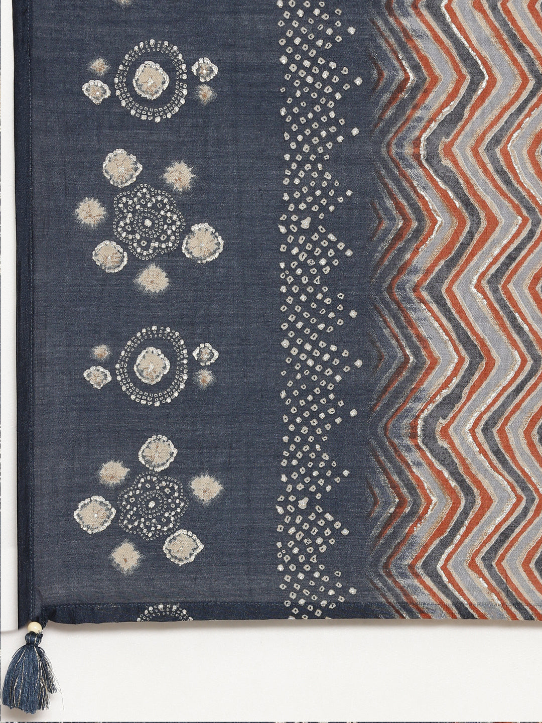 Neerus Blue printed straight kurta set with trouser and dupatta - detail view 4