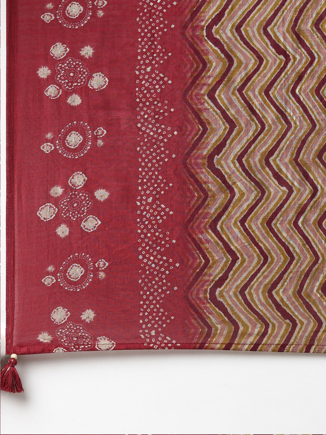 Neerus Purple printed straight kurta set with dupatta - detail view 4