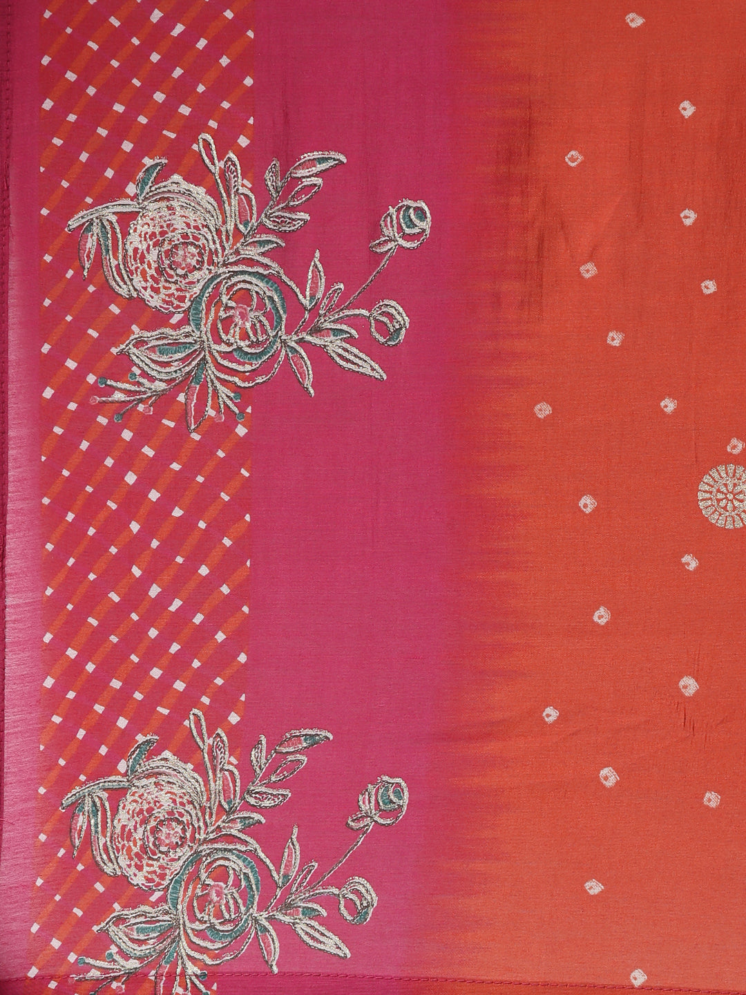 Neerus Red printed straight kurta set with dupatta - detail view 4