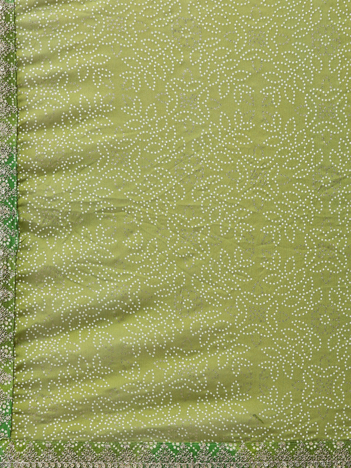 Neerus Green printed straight kurta set with salwar and dupatta - detail view 4