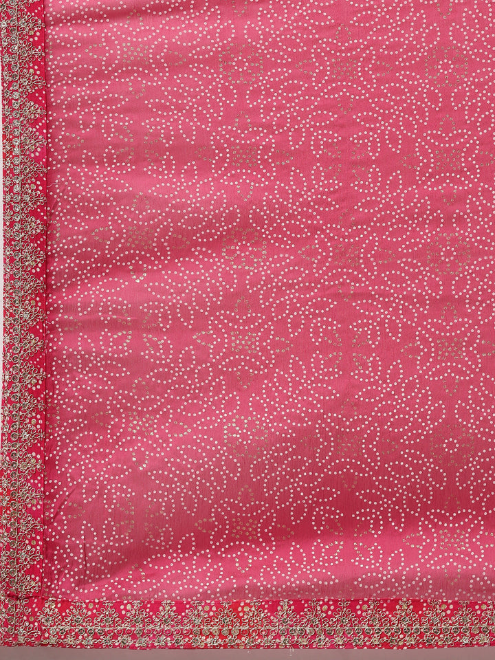 Neerus Pink printed straight kurta set with dupatta - detail view 4
