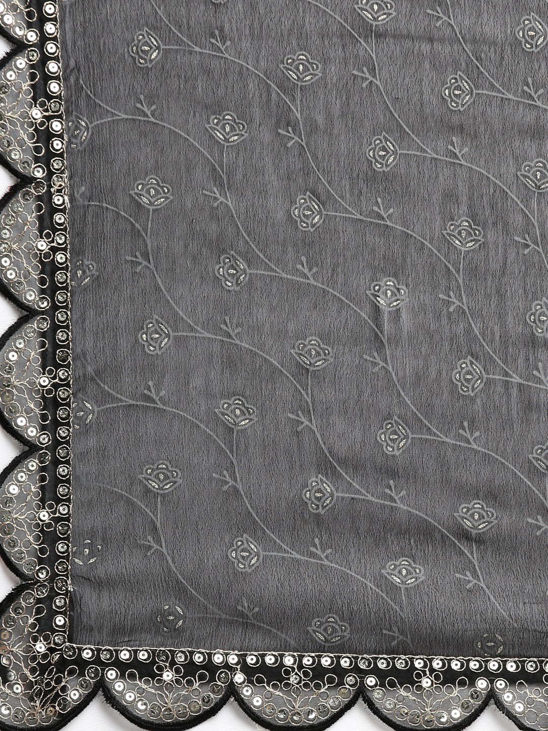 Neerus Black printed straight kurta set with dupatta - detail view 4