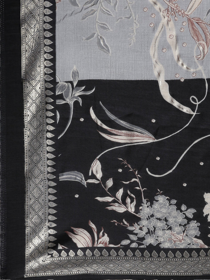 Neerus Black printed floral suit set - detail view 4
