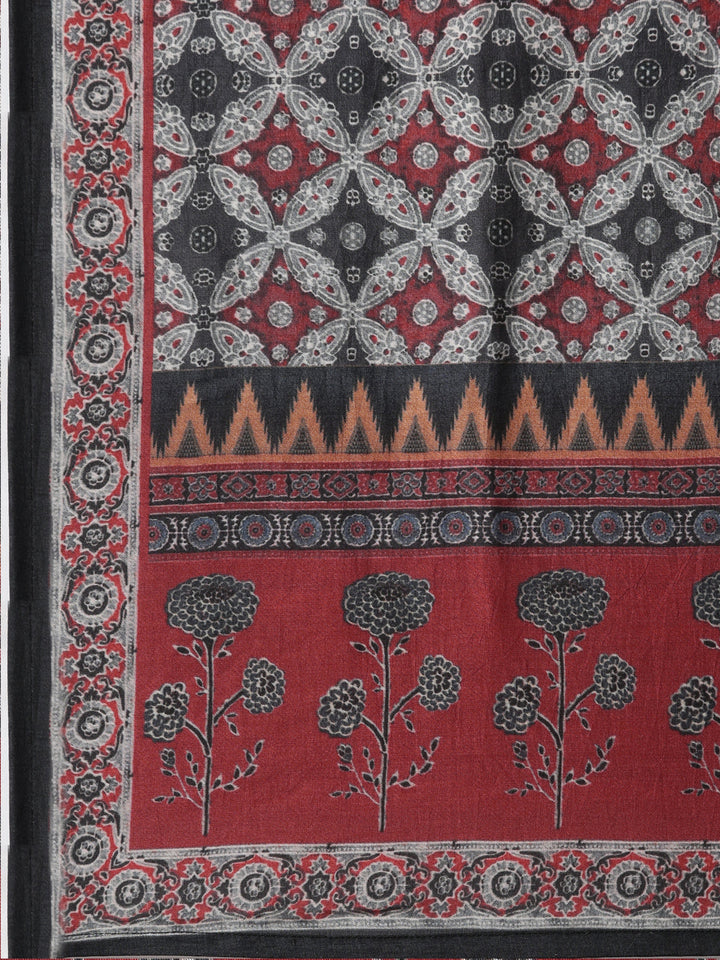 Neerus Grey Regular Straight Floral Kurta And Trousers With Dupatta