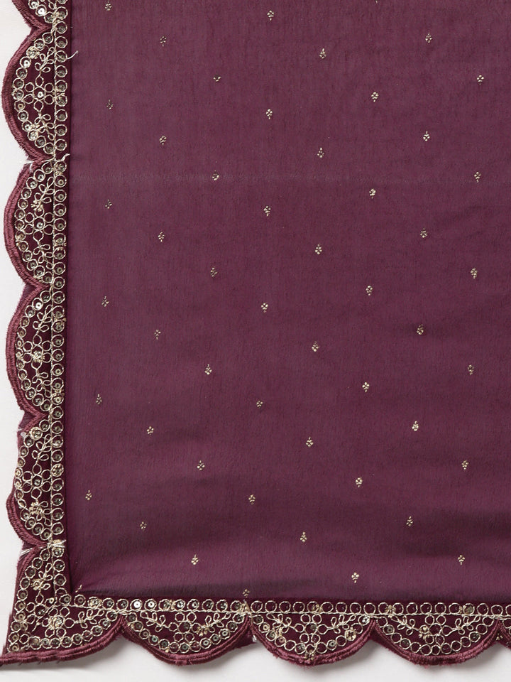 Neerus Purple printed floral straight suit set - detail view 4