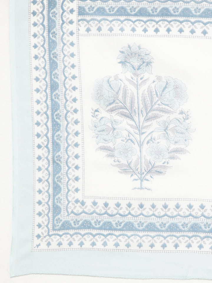 Neerus Blue Regular Straight Floral Kurta And  Palazzos With Dupatta