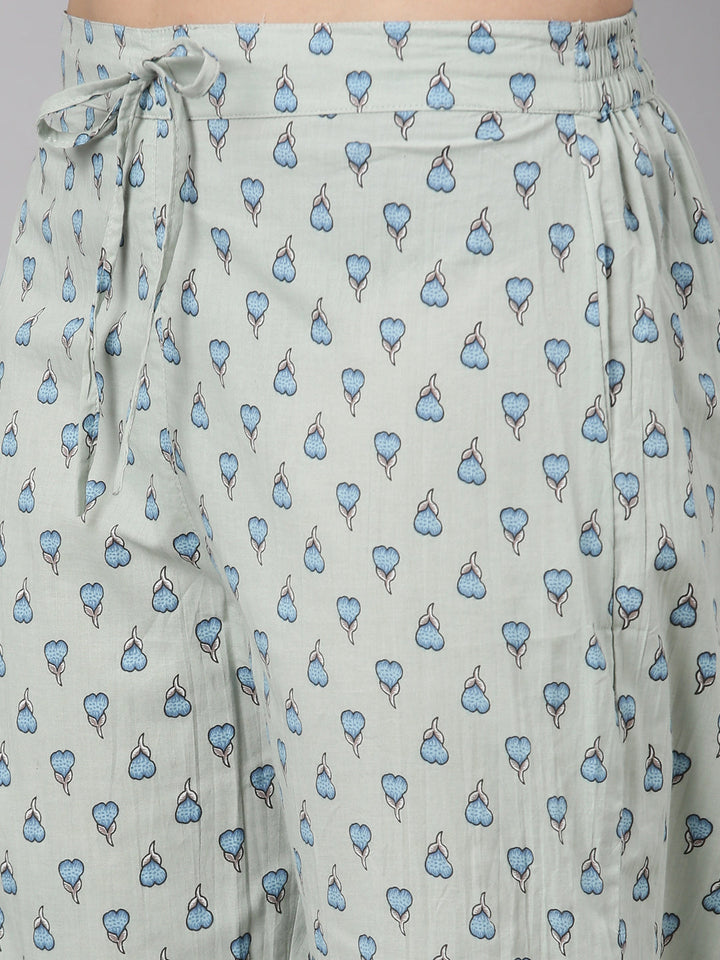 Neerus Green printed floral suit set - detail view 3