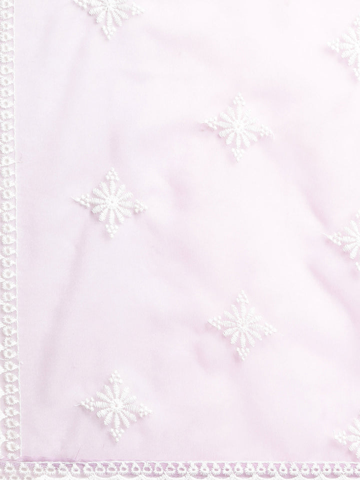 Neerus Lavender Regular Straight Floral Kurta And Trousers With Dupatta