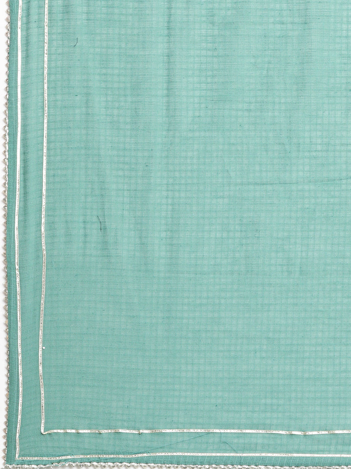 Neerus Green printed striped straight suit set - detail view 4