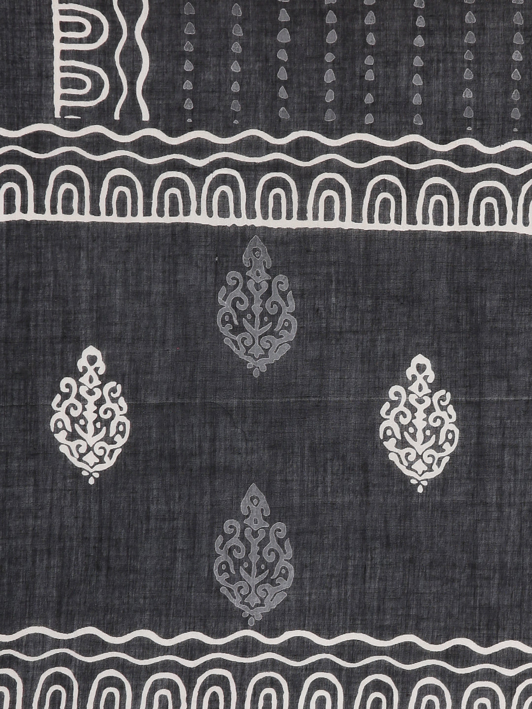 Neerus Black printed floral suit set panelled straight - detail view 4