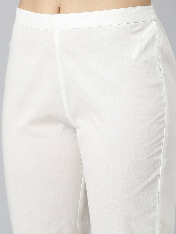 Neerus Pink Panelled Straight Solid Kurta and Trousers With Dupatta