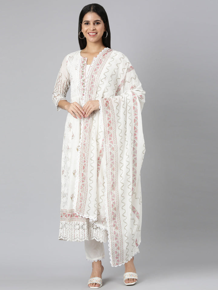 Neerus Red printed panelled suit set - front view