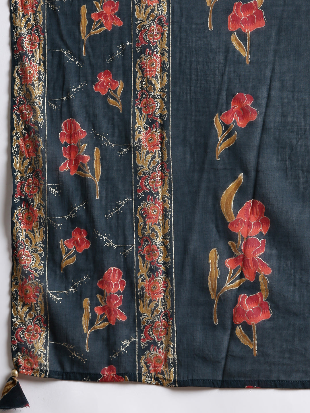 Neerus Green cotton printed anarkali suit set - detail view 4