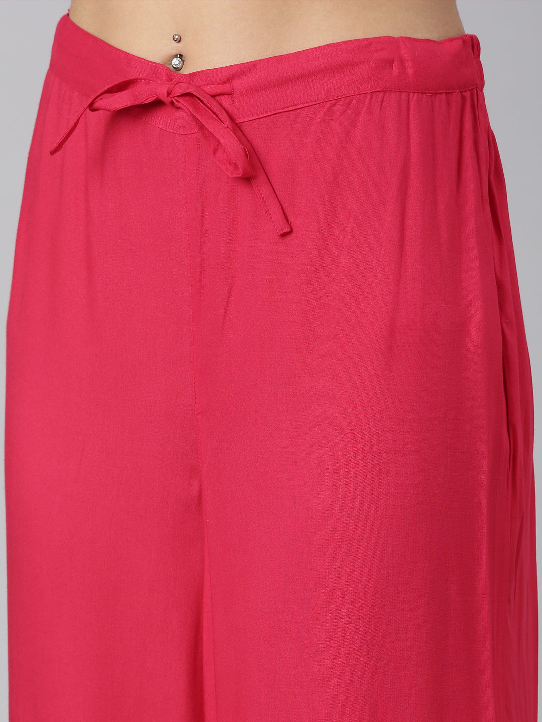 Neerus Red tiered straight yoke kurta suit set - detail view 3