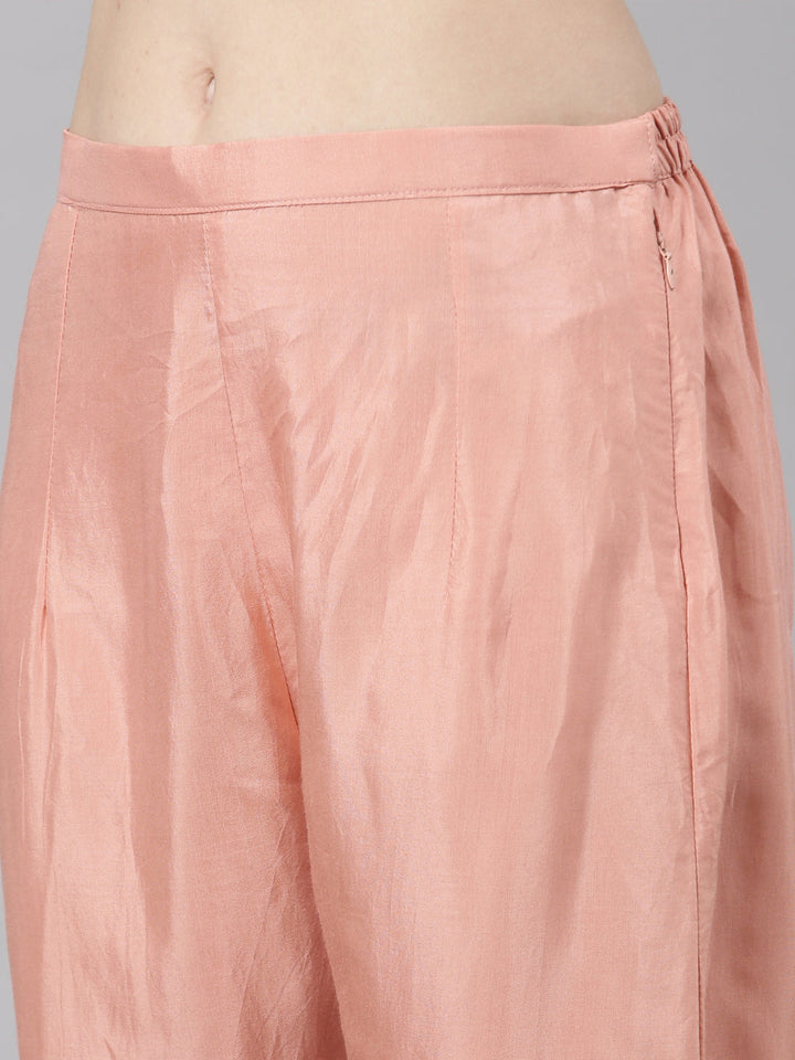 Neerus Pink Casual Straight Kurta and Trousers With Dupatta