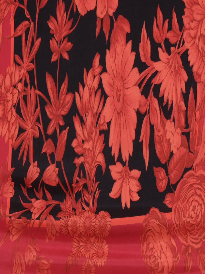 Neerus Black muslin printed floral suit set - detail view 5