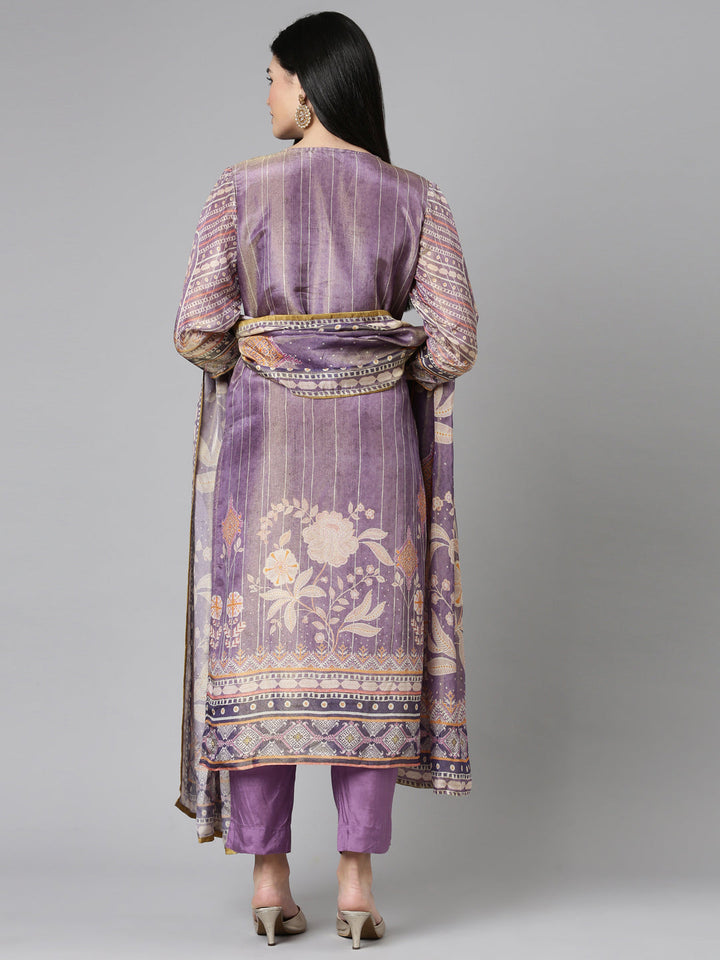 Neerus Purple tissue printed suit set - detail view 1