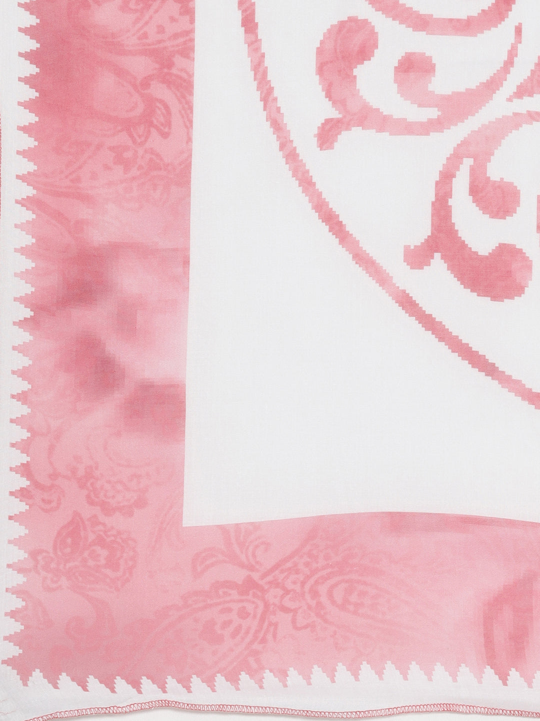 Neerus Pink cotton printed kurta set with trouser and dupatta - detail view 3