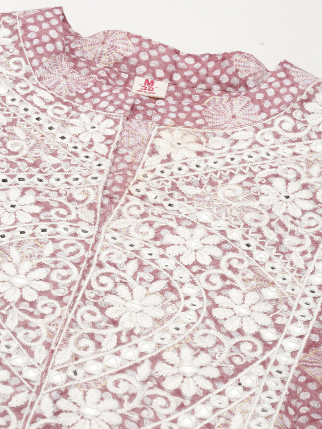 Neerus Purple cotton printed straight kurti - detail view 3